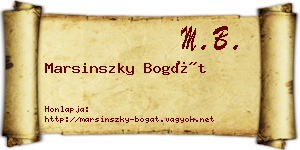 Marsinszky Bogát névjegykártya